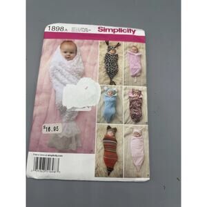 Simplicity 1898 Baby Swaddling Sack Hat Sewing Pattern XS S Uncut